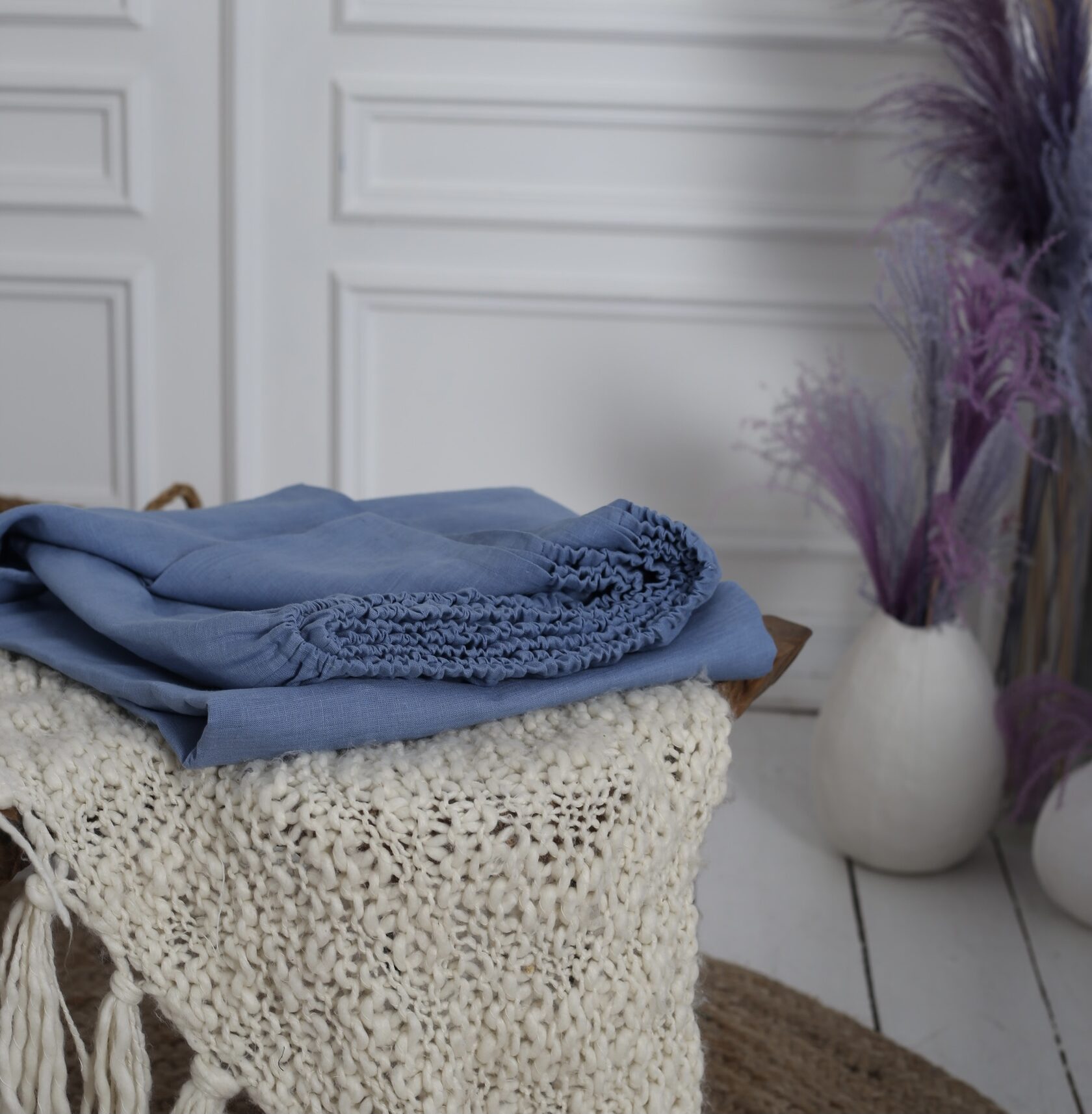 

Крафтове простирадло Luxury Linen сімейний на гумці 180 * 200 * 34см Blue