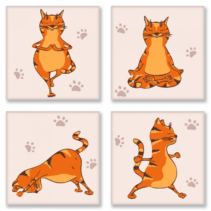 

Набор для росписи по номерам Yoga-cat 4шт 18*18см Идейка KNP010