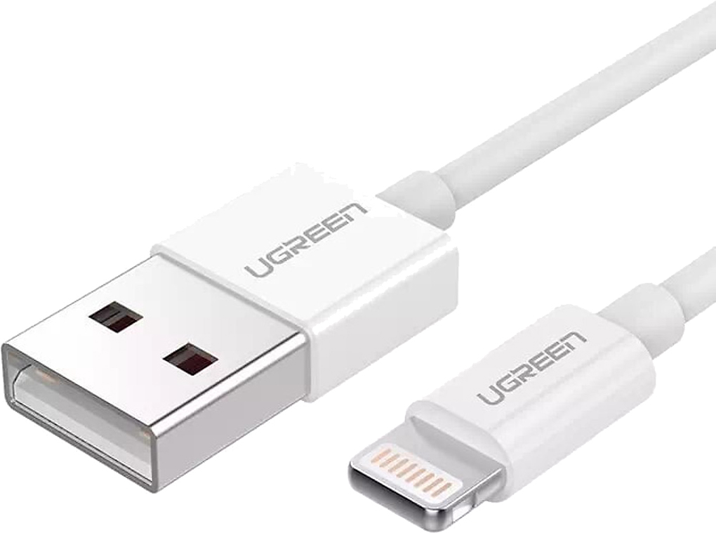 

Кабель Ugreen US155 USB-A 2.0 - Lightning MFI 1 м Nickel Plated White