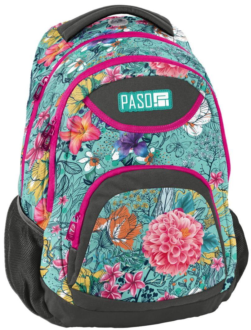 

Женский рюкзак с цветами Paso 28L, серый Ps18-2708EW