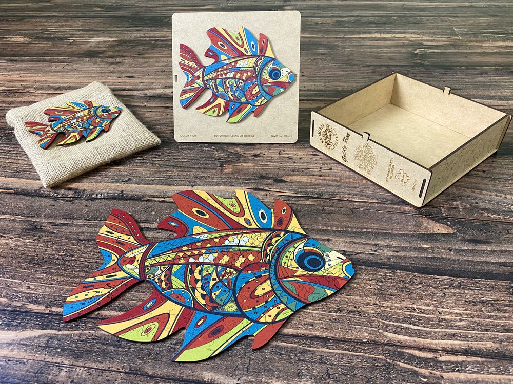 

Дерев'яні пазли NaomiBox Goldy Fish 28 x 16 см.