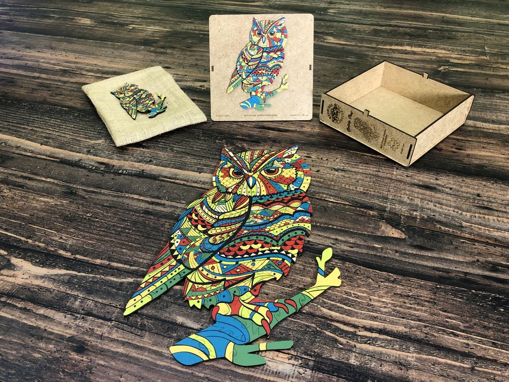 

Дерев'яні пазли NaomiBox Goldy Owl 24 x 34 см.