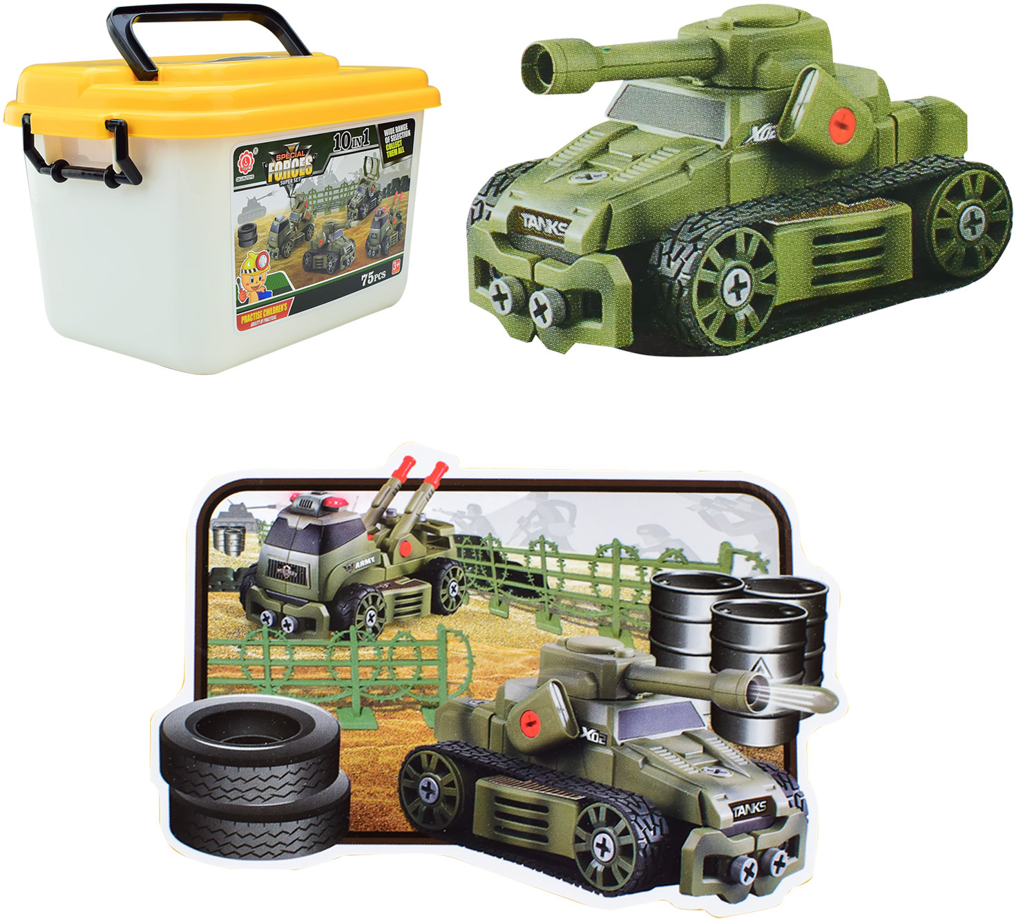 

Игровой набор-конструктор No Name Военные машины 10 в 1 75 деталей (QL5101S-5)
