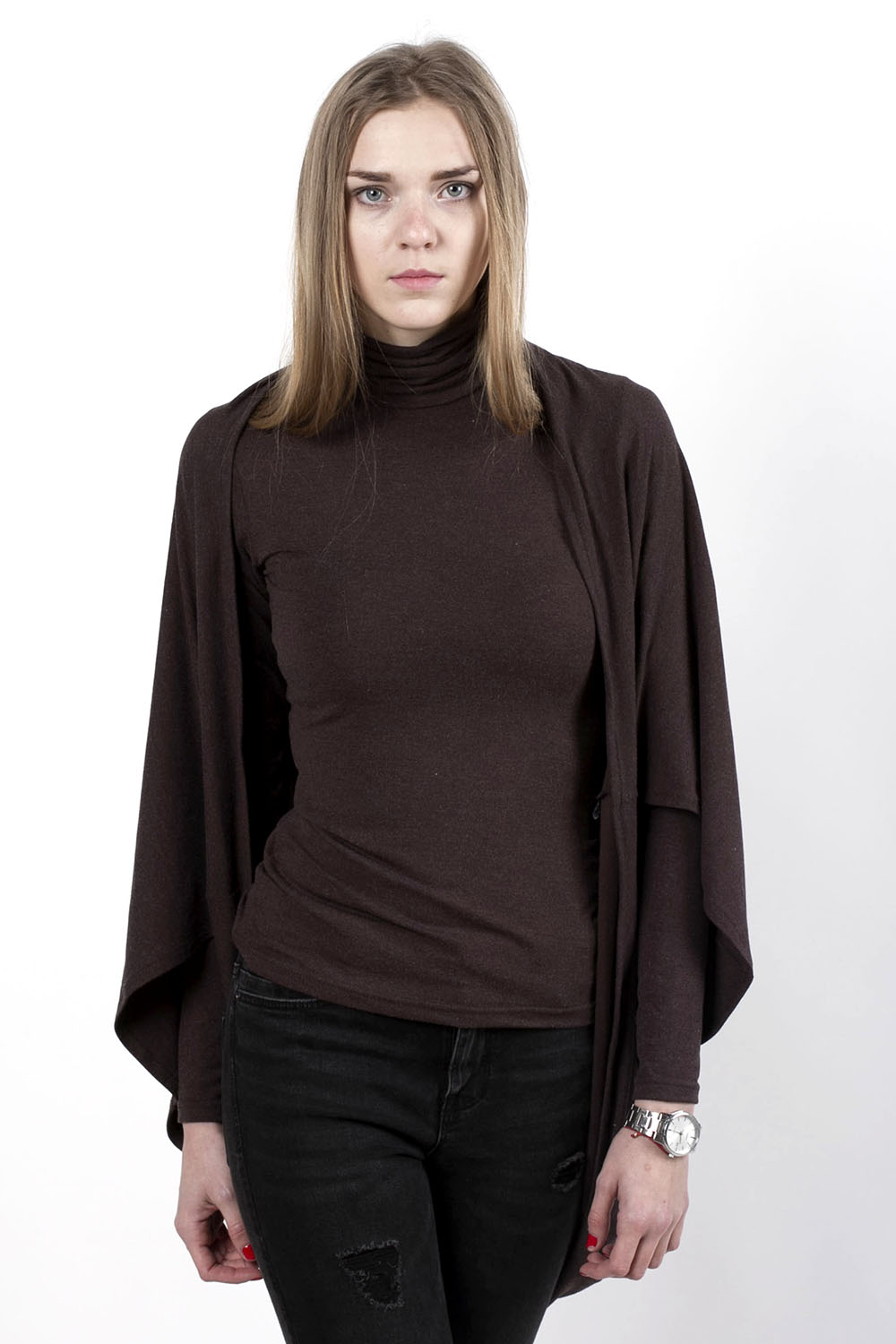 

Кардиган-квадрат, SHA Odessa, 17-057, onesize, коричневый меланж