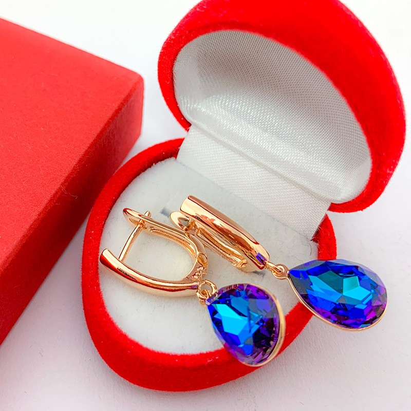 

Серьги Капля Соник кристалл SW (медицинское золото) (9937)