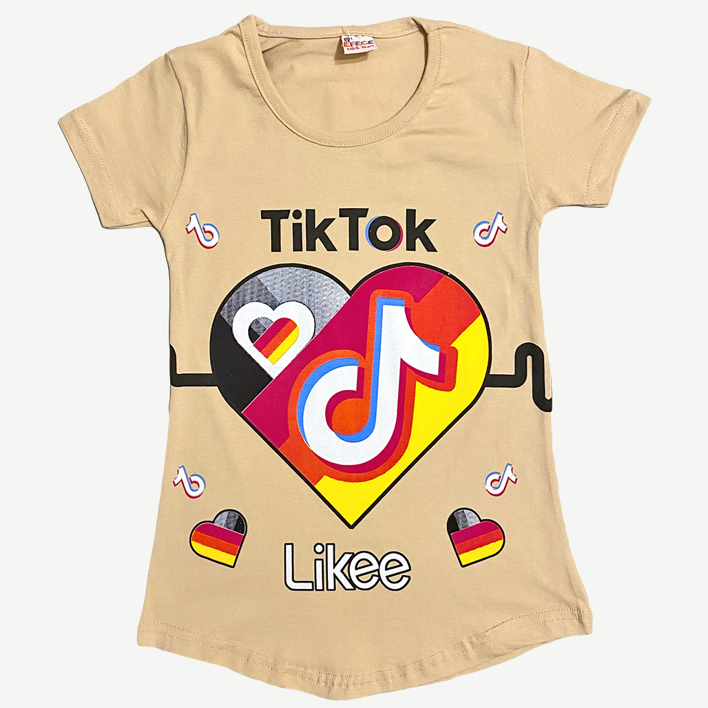 

Туніка Efece для дівчинки з принтом TikTok 110см бежевый 00009516-o6