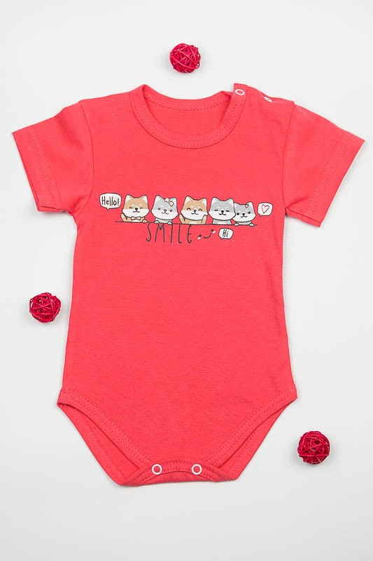 

Боди с коротким рукавом BabyBall Smile коралловый 62 см