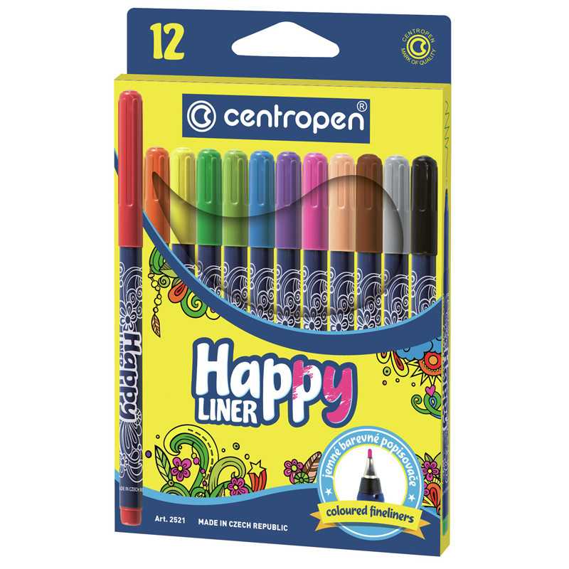 

Маркер линер Centropen HAPPY 0.3 мм 12 шт (2521)