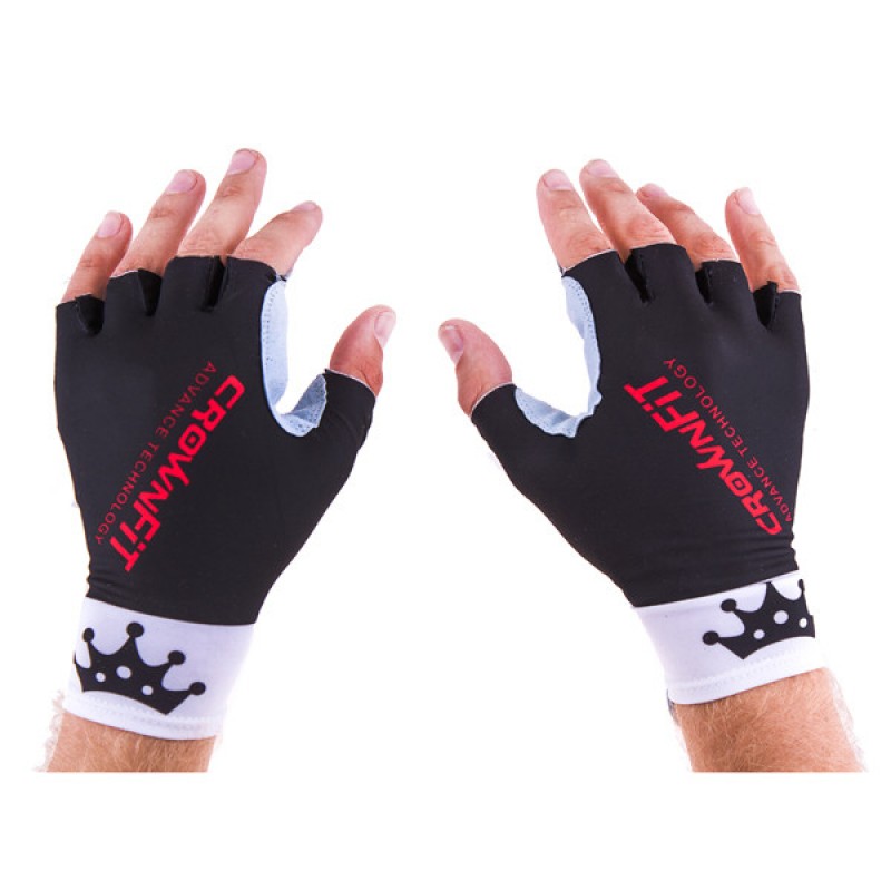 

Перчатки вело, фитнес CrownFit Lycra + Amara бело-черные, код: RX-07S