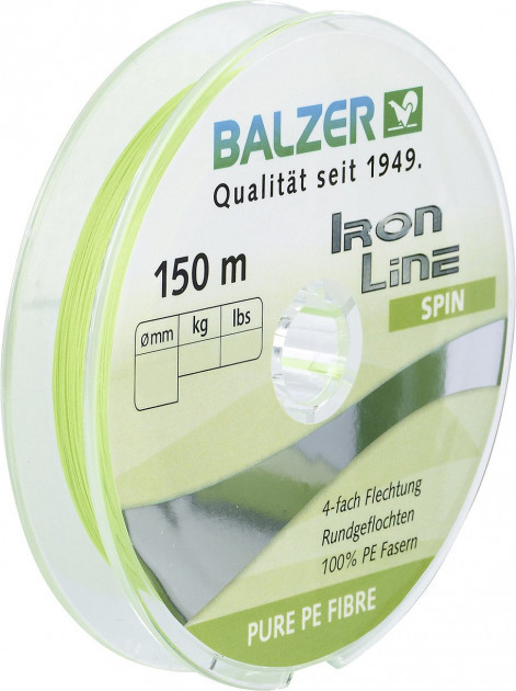 

Шнур рыболовный Balzer Iron Line 4x Chartreuse 150 м 0.22 мм Салатовый