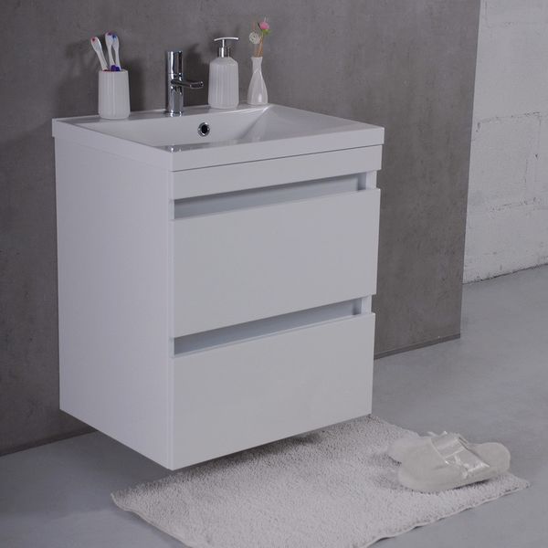 

Тумба Fancy Marble Borneo 600 підвісна з раковиною Lucia 600х459 мм h670, білий