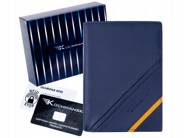 

Кошелёк кожаный мужской Kochmanski с защитой RFID 12.9 х 9.5 х 2 см синий (K-ACN2S-N4-3355)