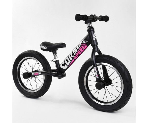 

Беговел Corso Speed Sport 14" (велобег), 24561, надувные колеса, Черно-розовый