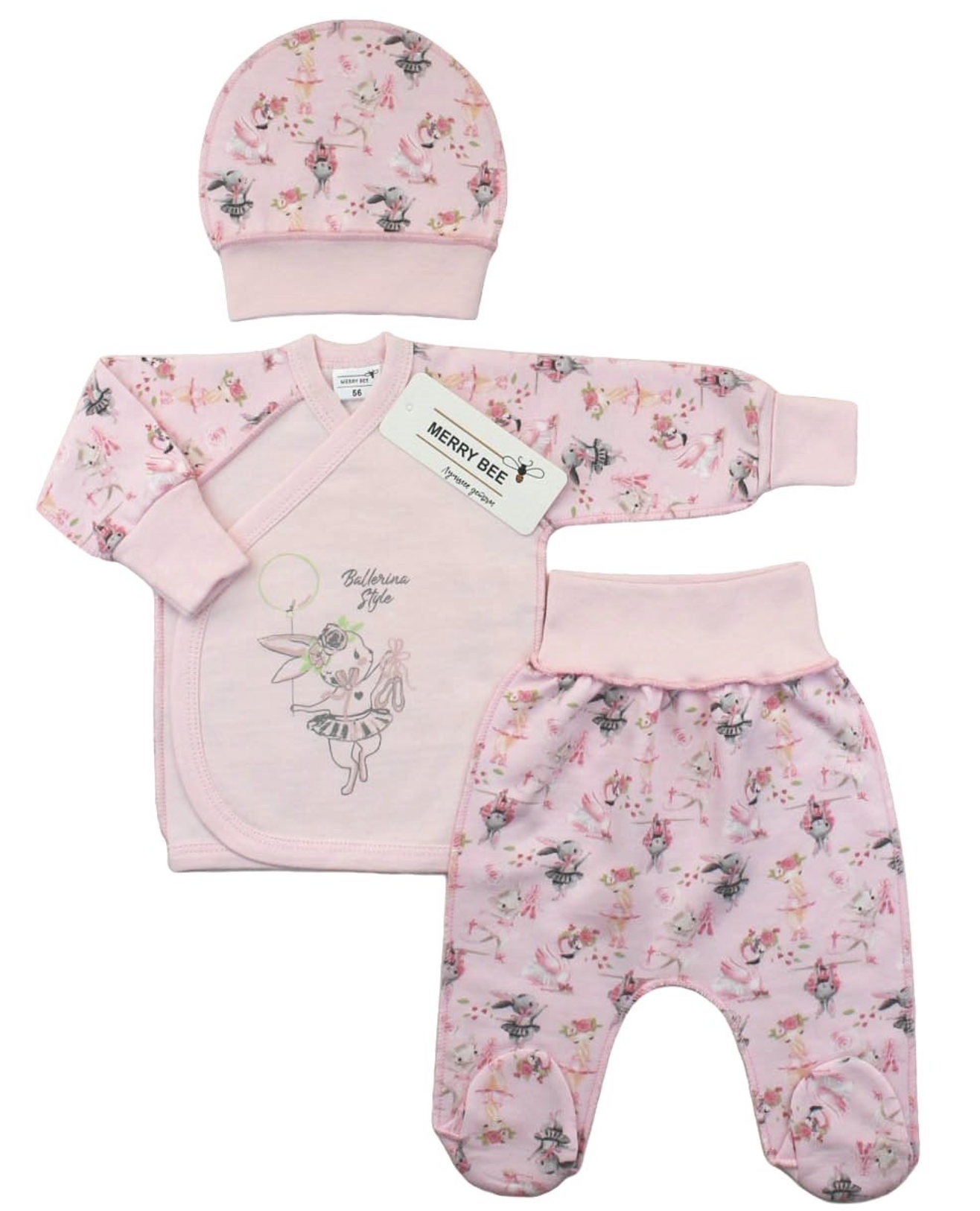 

Комплект 3 ед. RoyalBaby Зайчики балерины (байка) р.56, 0-3 мес