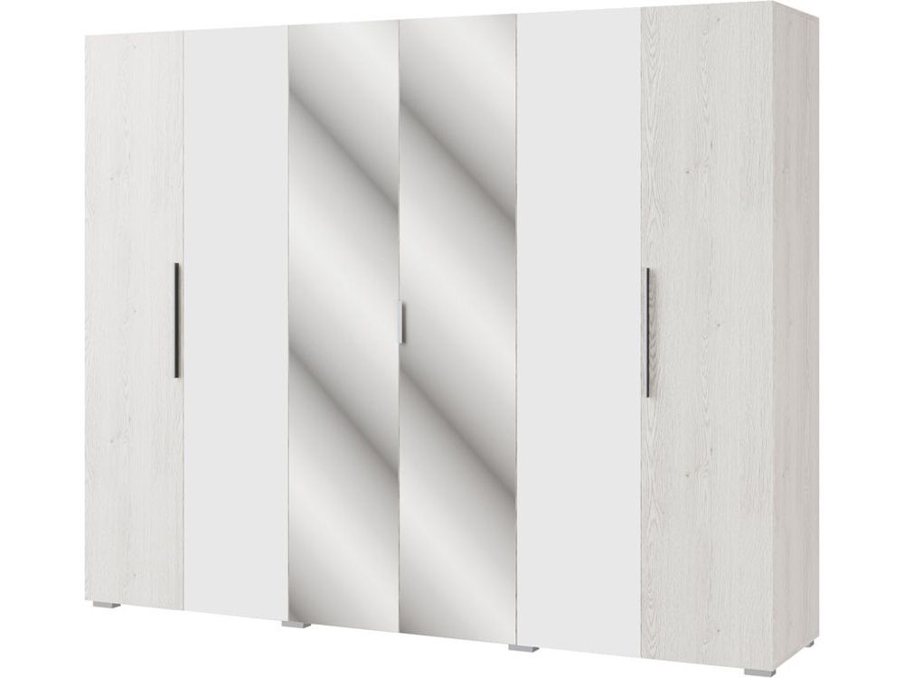 

Шкаф распашной в гостиную, спальню, прихожую из ДСП Ромбо 6Д аляска/белый Світ меблів