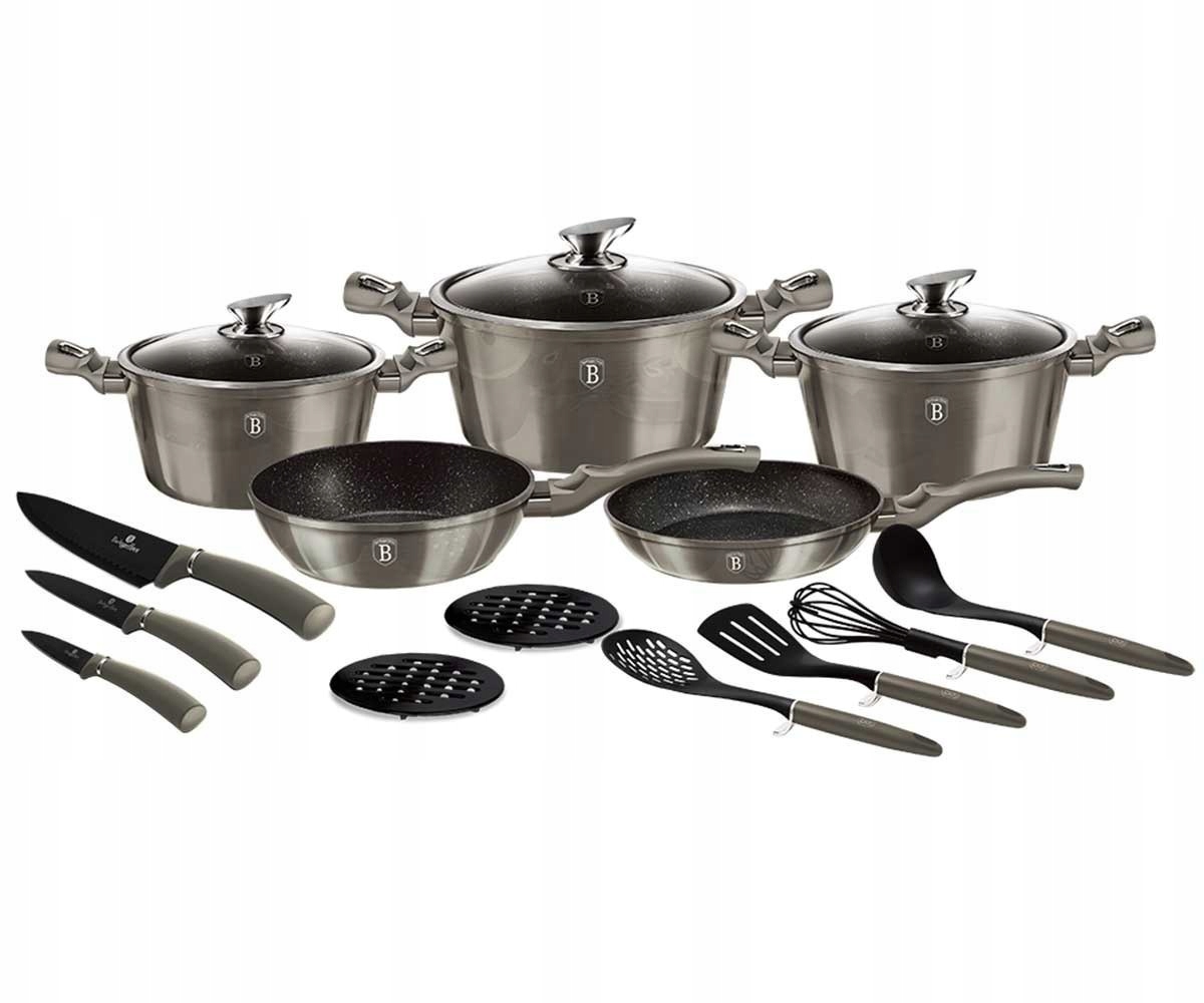 

Набор посуды 17 предметов Berlinger Haus Metallic Line Carbon Edition BH-6163