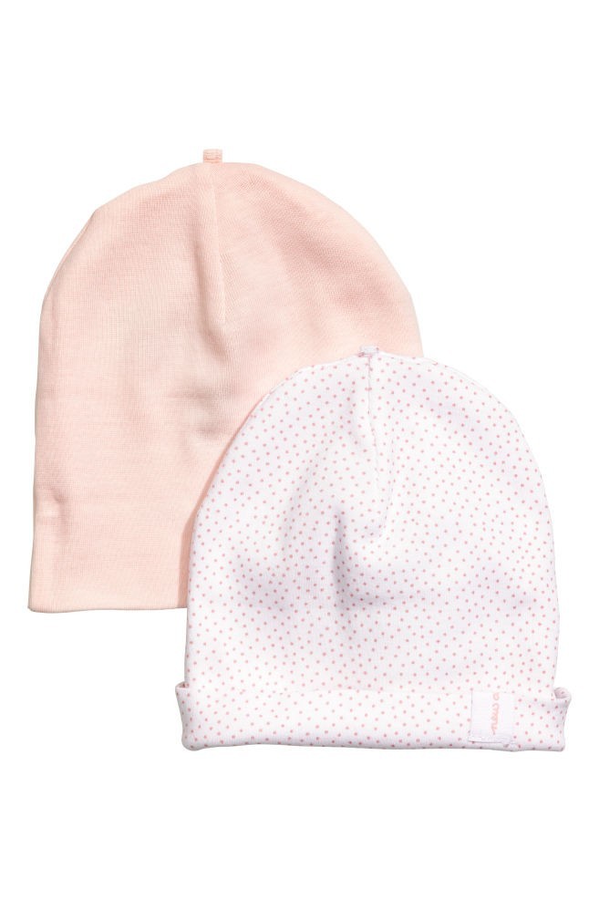 

Шапка комплект 2 штуки H&M 34 см Бело-розовая (НМ110377)
