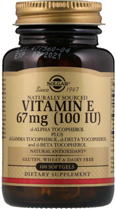 

Витамины Solgar Витамин Е d-Alpha Tocopherol & Mixed Tocopherols 67 мг 100 IU 100 капсул (033984034617)