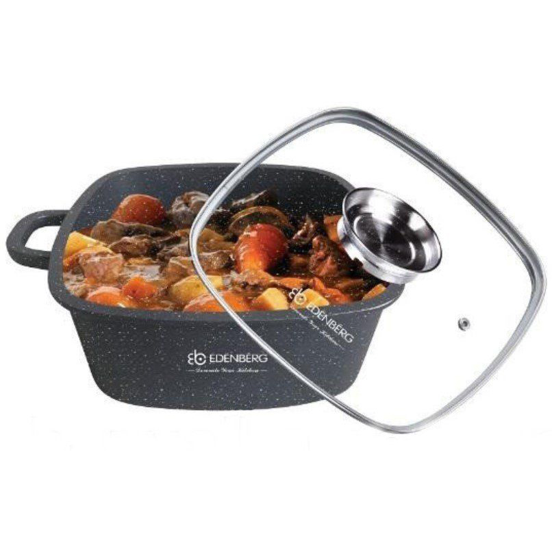 

Сотейник квадратный с мраморным покрытием и крышкой 3,7 л. Edenberg EB-8112