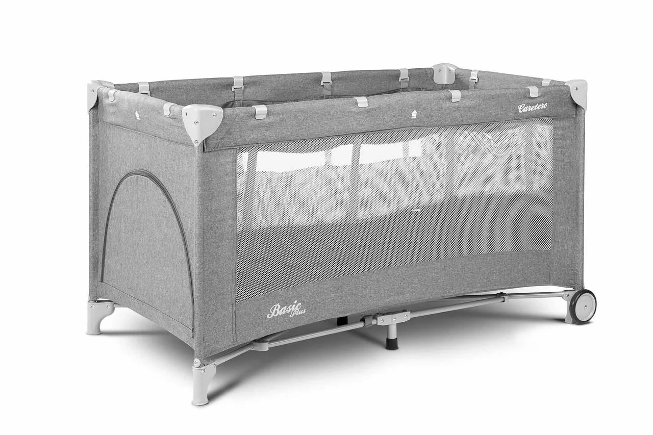 

Манеж-кроватка 2 в 1 Caretero Basic Plus с колесами и матрасом + сумка для транспортировки Серый