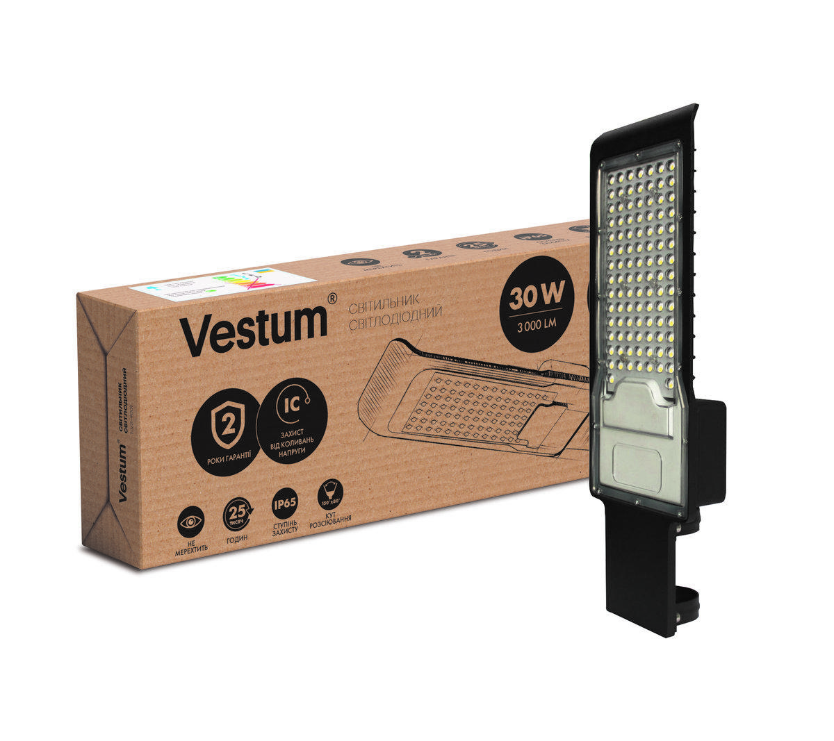 

Светильник консольный Vestum LED 30W 3000Лм 6500K 85-265V IP65