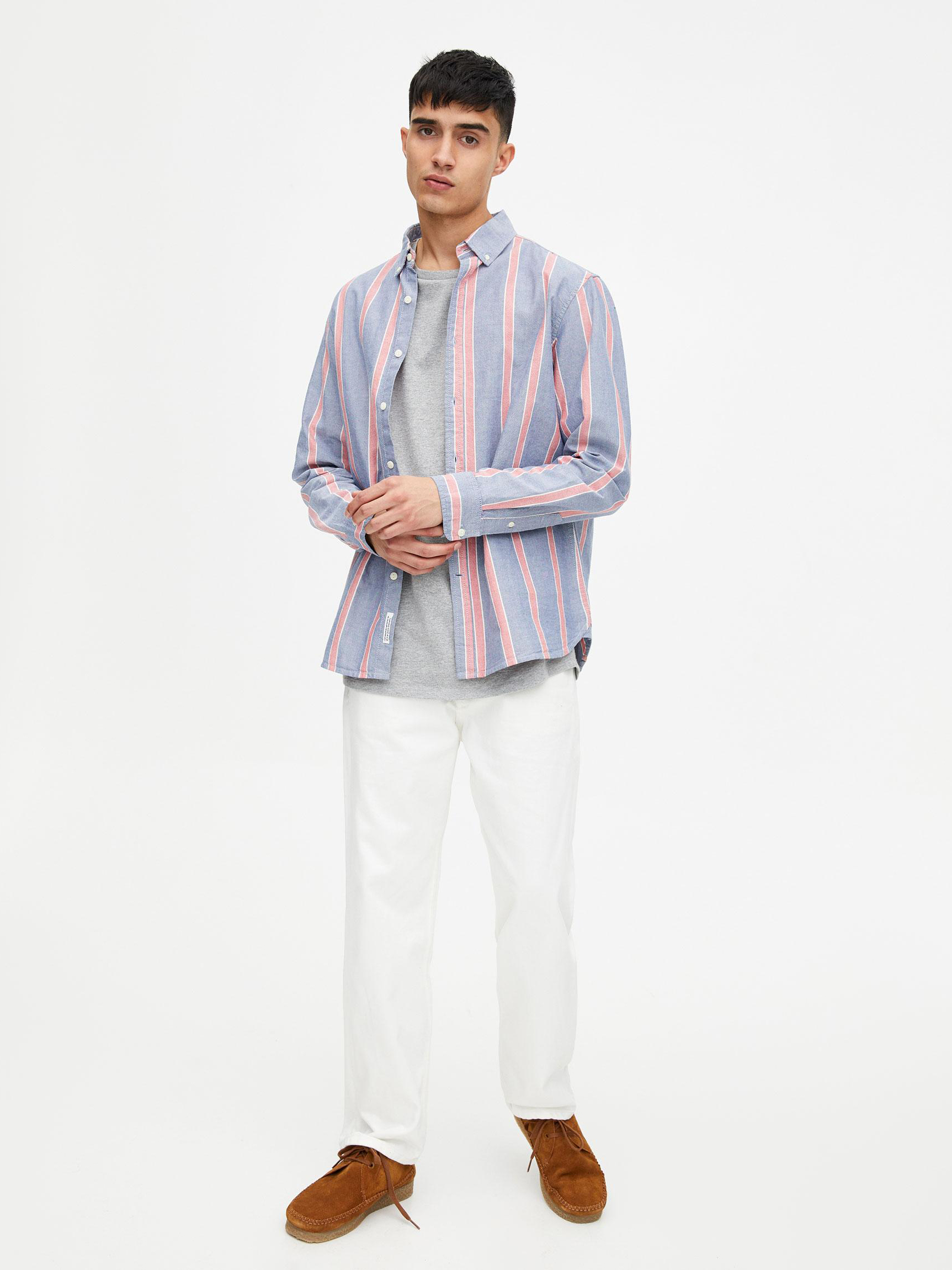 

Рубашка Pull & Bear 5470/520/400-ADFM M Синяя с белым и красным