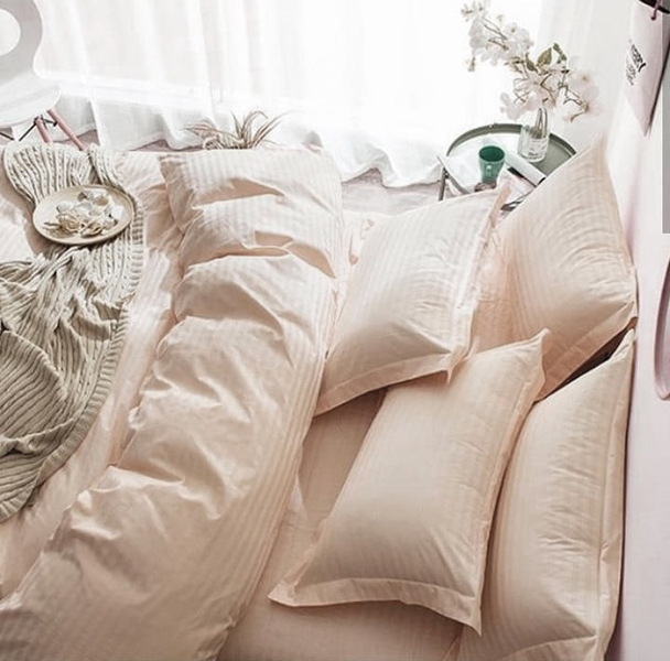 

Комплект постельного белья «Beige» Страйп Сатин Beige, Двуспальный комплект