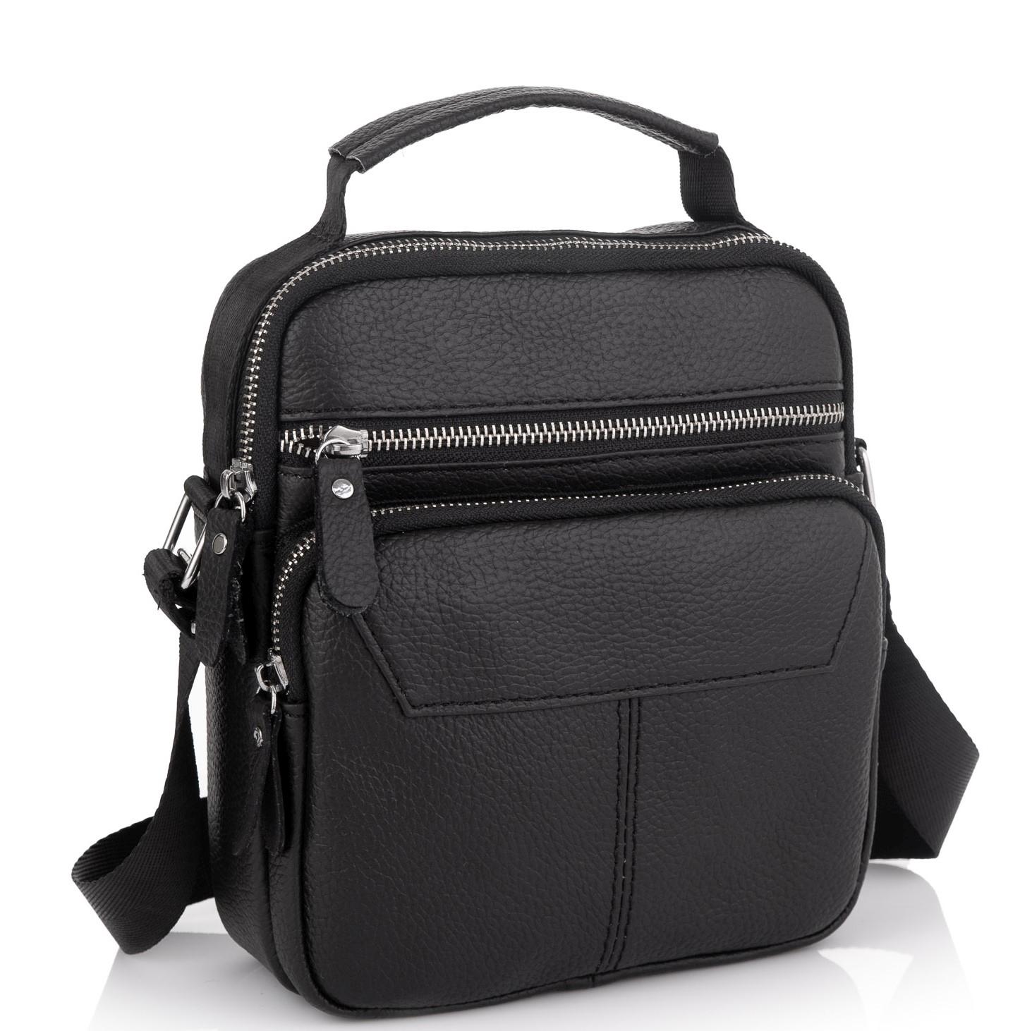 

Сумка через плечо черная мужская кожаная Tiding Bag A25F-1436A