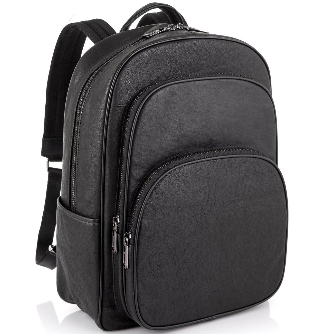 

Кожаный черный мужской рюкзак Tiding Bag NM11-166A