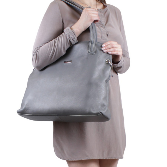 

Сумочка Luxury Leather Accessories из натуральной кожи серого цвета,8503351