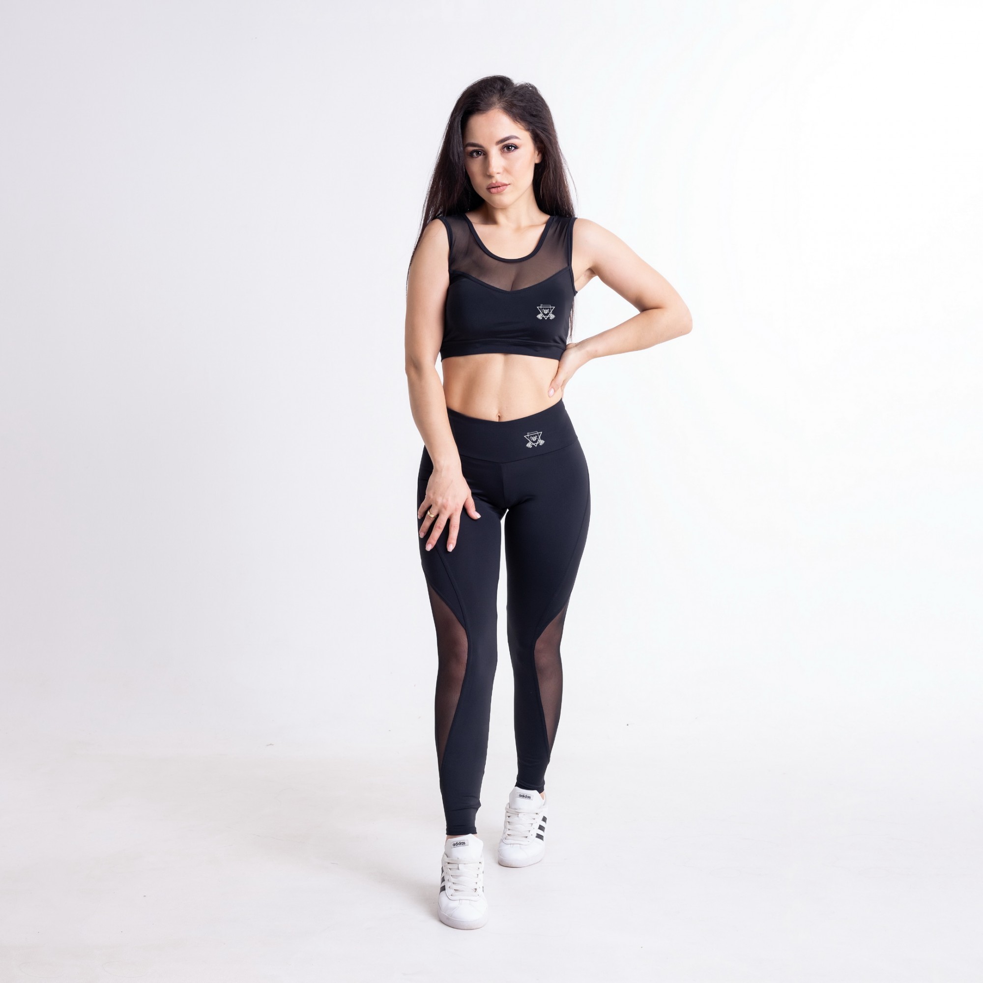 

Женские спортивные леггинсы с сеточкой FitU L Черный 000150427