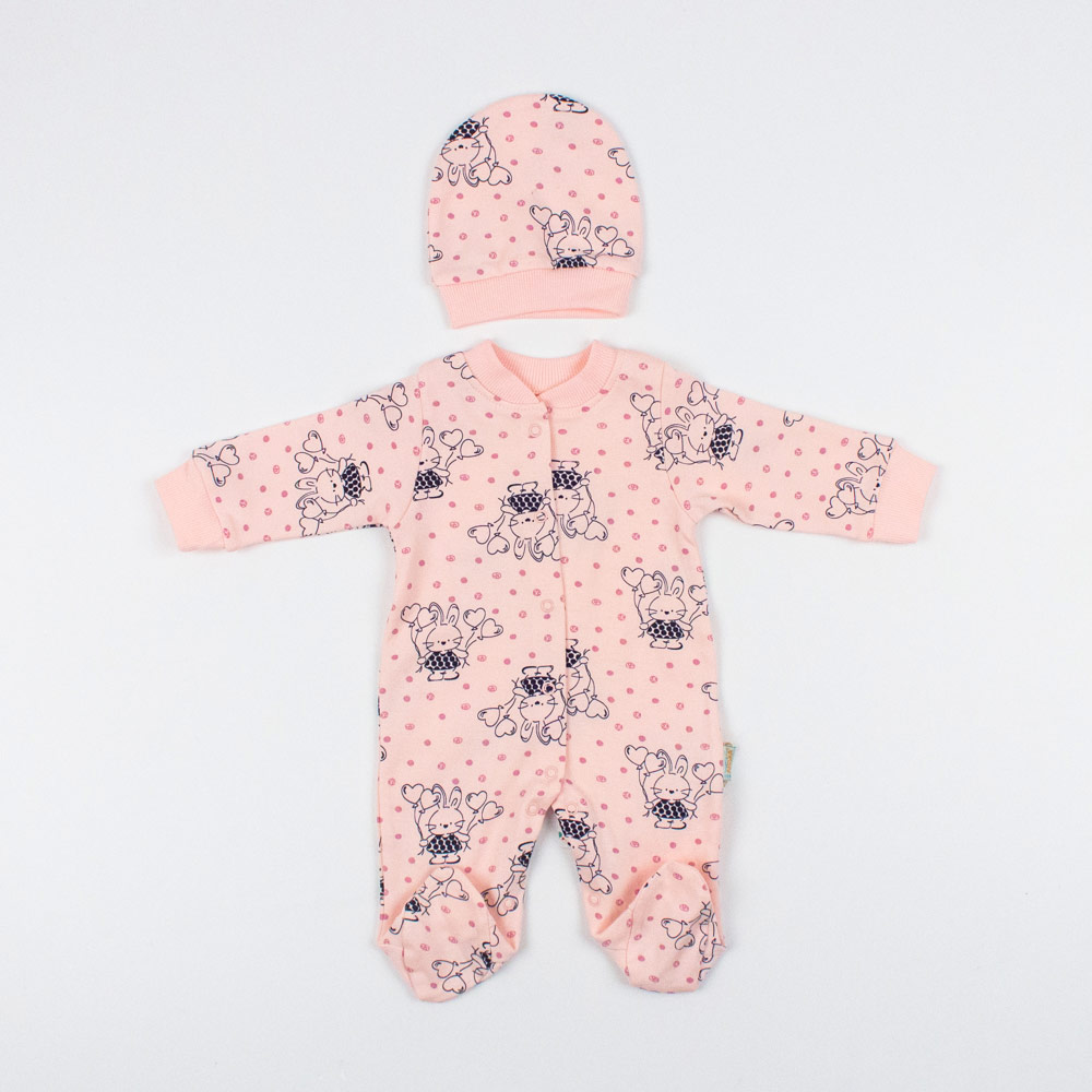 

Комбінезон яслі на дівчинку, зайчики AHISKA baby 56 рожевий (Зайчик)