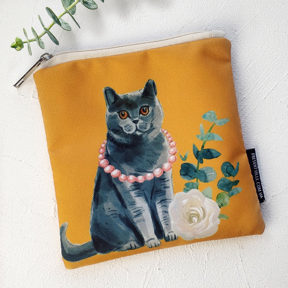 

Косметичка квадратная Basic Presentville Кошка в бусах 16x16 см