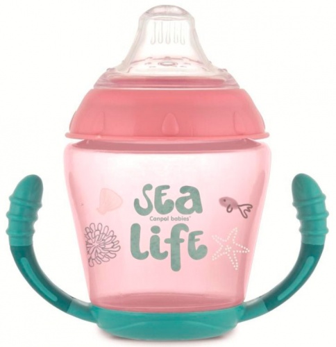 

Кружка-непроливайка с мягким силиконовым носиком Sea Life, розовая, Canpol babies