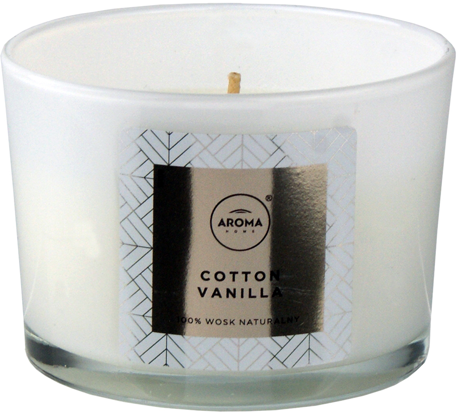 Акція на Ароматическая свеча из натурального воска Aroma Home Elegance Cotton Vanilla 115 г (5902846836650) від Rozetka UA