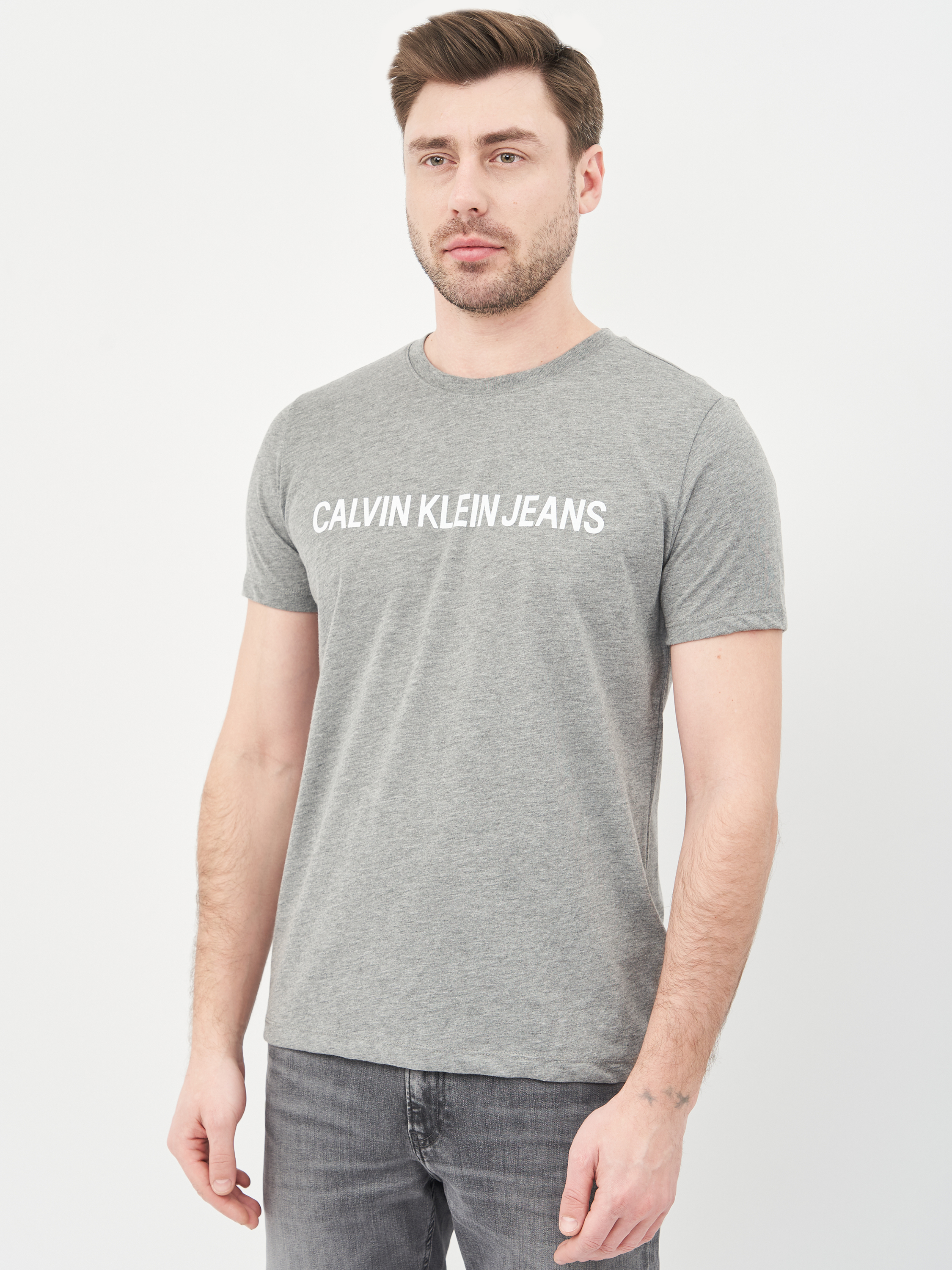Акція на Футболка Calvin Klein Jeans 10489.3 2XL (52) Сіра від Rozetka