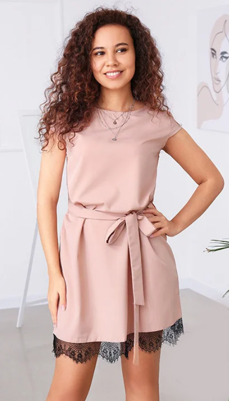 

Платье с кружевом GF0970 р40/ бежевое, Платье с кружевом GF0970 р40/42 бежевое