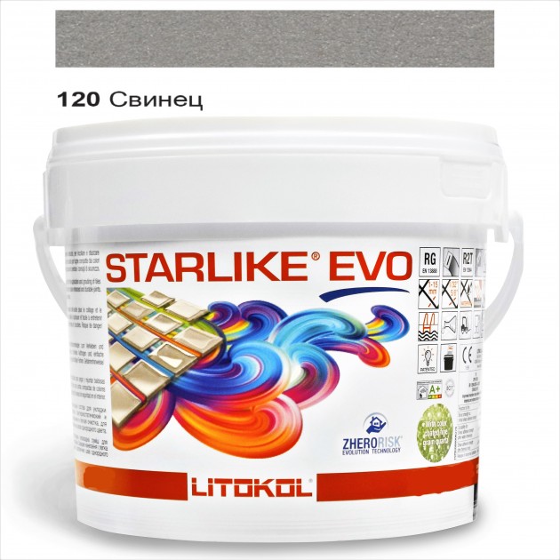 

Затирка эпоксидная Litokol Starlike® EVO 120 СВИНЕЦ 5,0 кг , эпоксидная