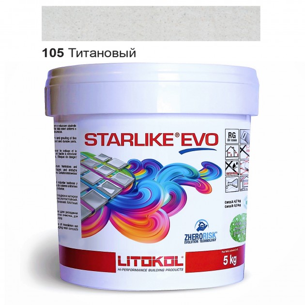 

Затирка эпоксидная Litokol Starlike® EVO 105 ТИТАНОВЫЙ 5 кг, эпоксидная