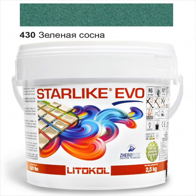 

Затирка эпоксидная Litokol Starlike® EVO 430 ЗЕЛЕНАЯ СОСНА 2,5 кг