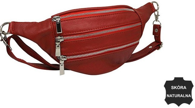 

Женская кожаная поясная сумка, бананка Always Wild красная