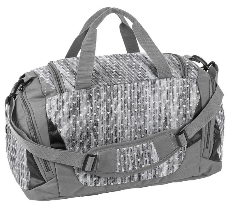 

Спортивная сумка для фитнеса 27L Paso серая с сердечками