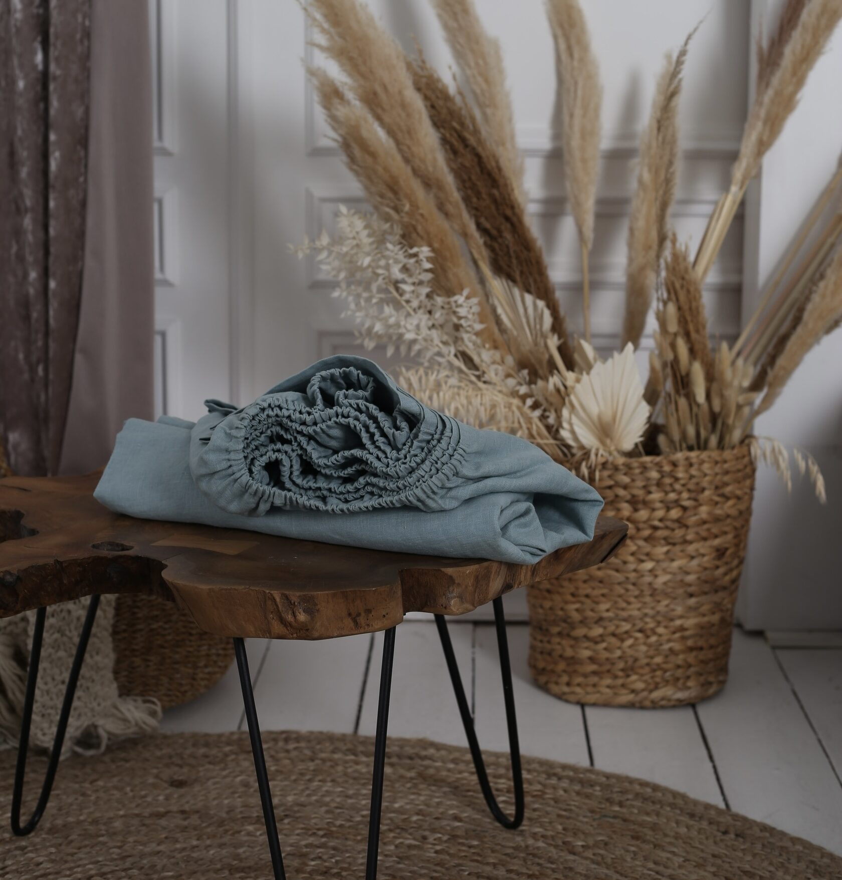 

Крафтове простирадло Luxury Linen двоспальне на гумці 160 * 200 * 35 Carribean