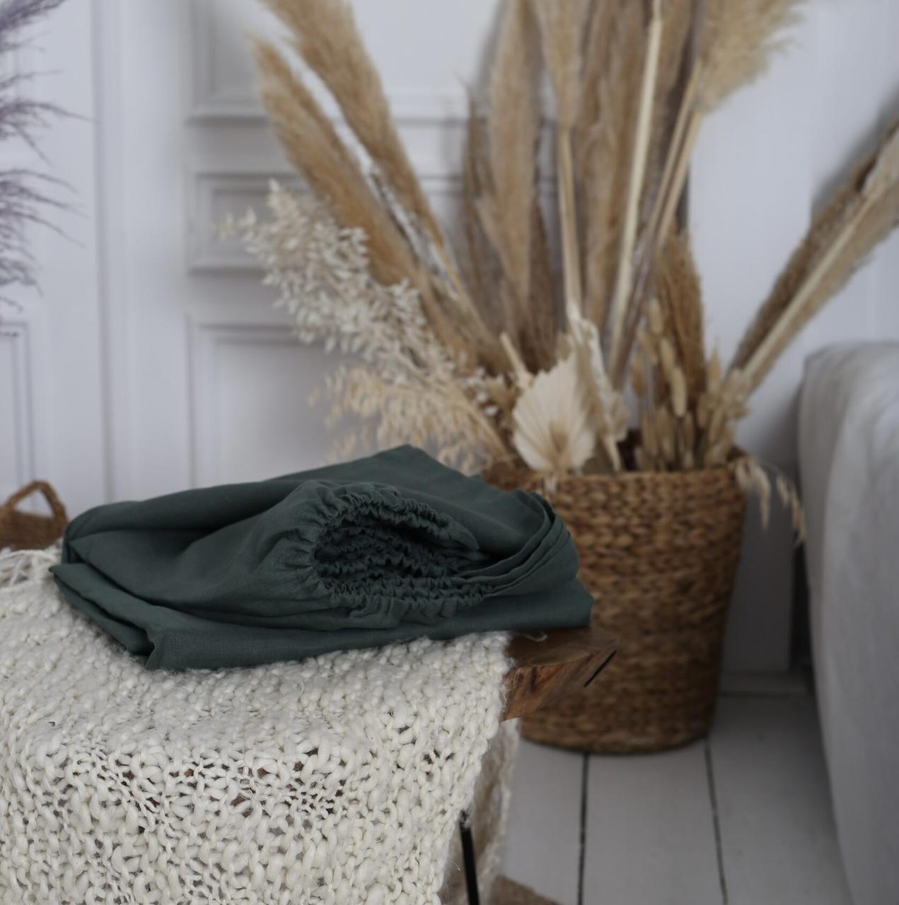 

Крафтове простирадло Luxury Linen євро на гумці 180 * 200 * 34см Green Forest