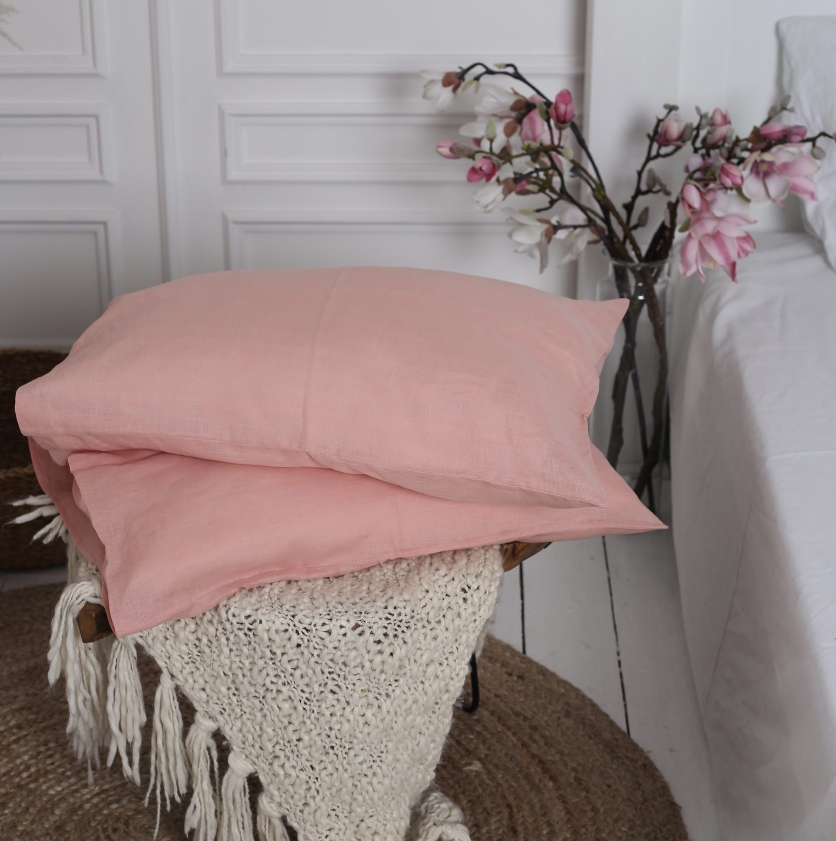 

Крафтова наволочка Luxury Linen на гудзиках льон 60*70 см 2шт Peach