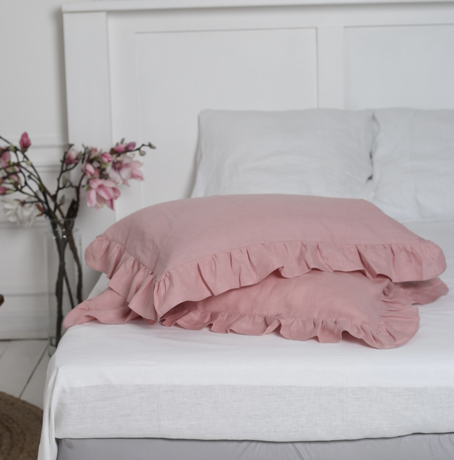 

Крафтова наволочка Luxury Linen з запахом льон 60*70 см 2шт з рюшами Orchid