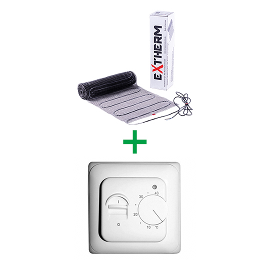 

Теплый пол Extherm двухжильный нагревательный мат ET ECO 075-180 0,75 м² + RTC 70