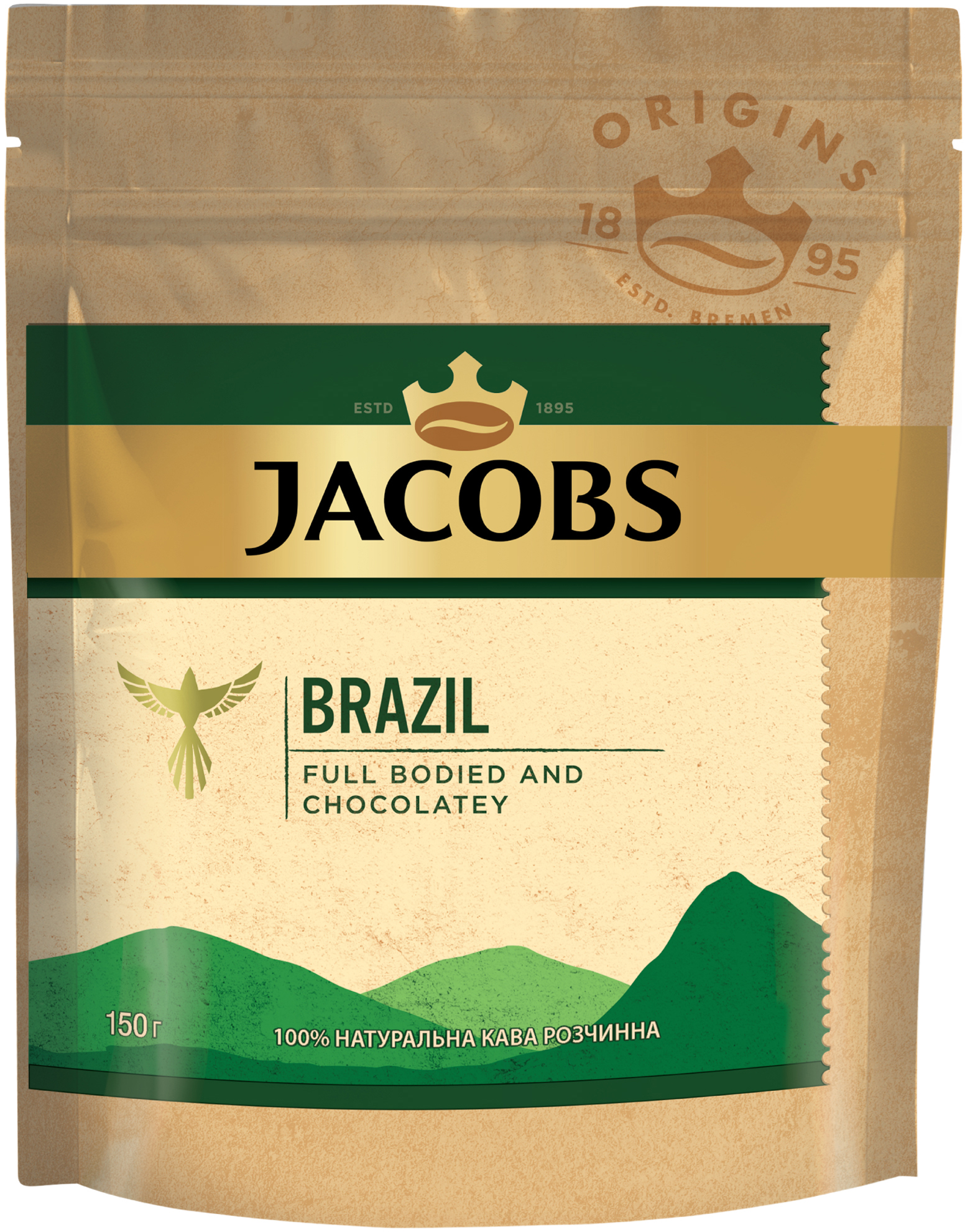 Купить Кофе растворимый Jacobs Brazil 100% Арабика 150 г (8714599108260 ...