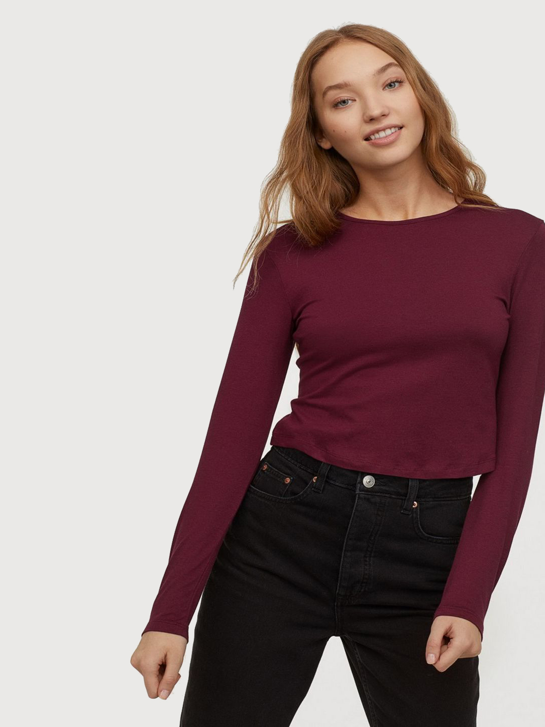 

Лонгслив H&M 0721966-9  Бордовый, Лонгслив H&M 0721966-9 S Бордовый