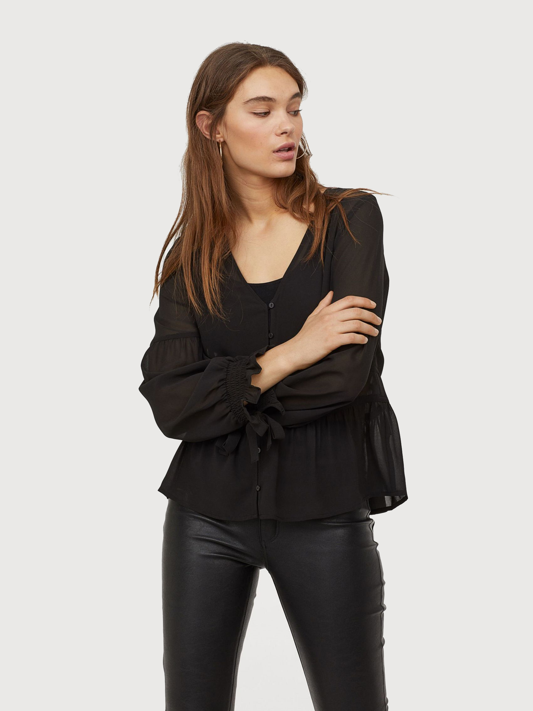 

Блузка H&M 0730402-9  Черная, Блузка H&M 0730402-9 38 Черная